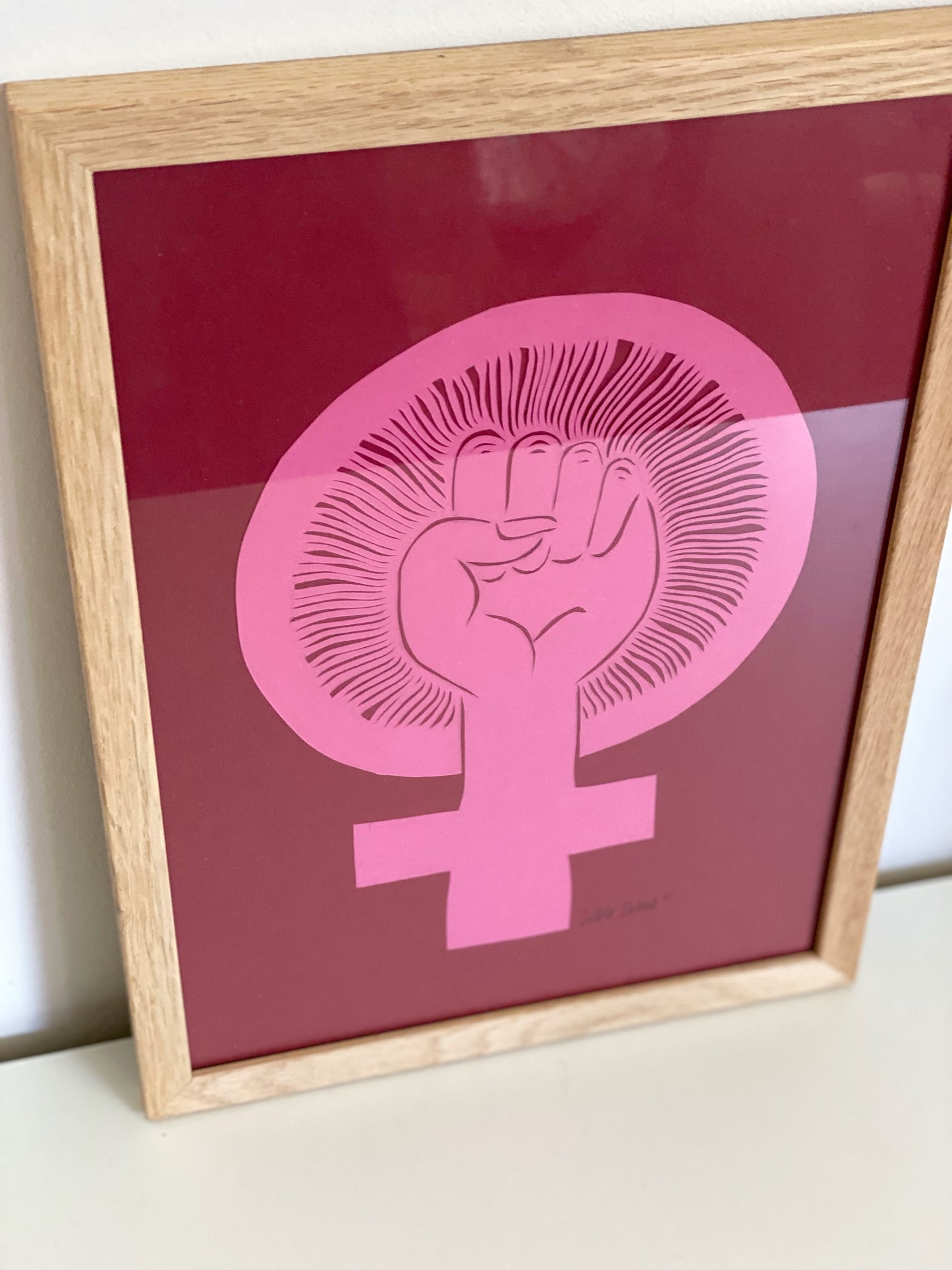 ‘Girl Power’ papercut Bordeaux/lyserød