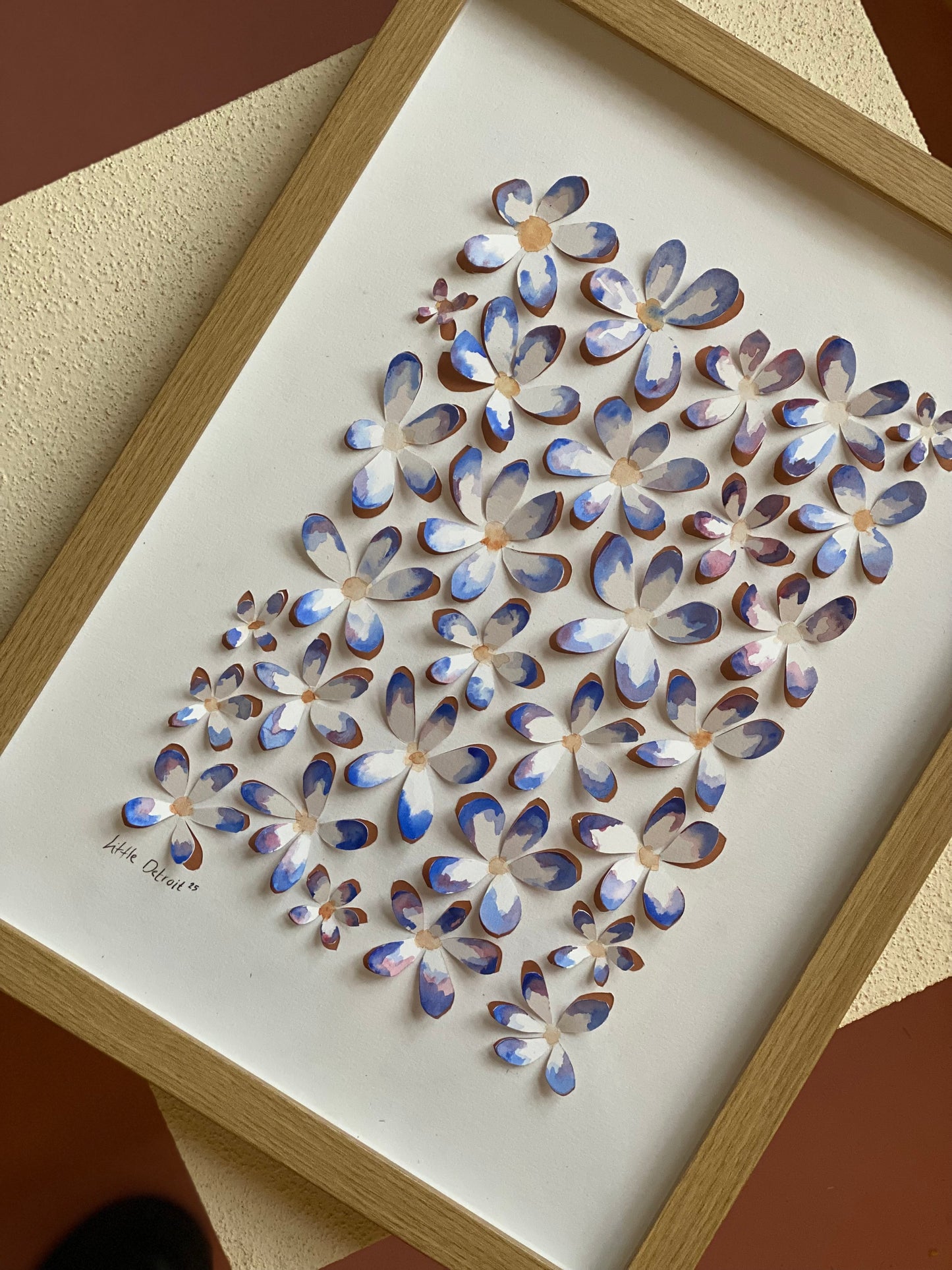 ‘Flowers’ 30x40 - 3D m/akvarel inkl. ramme