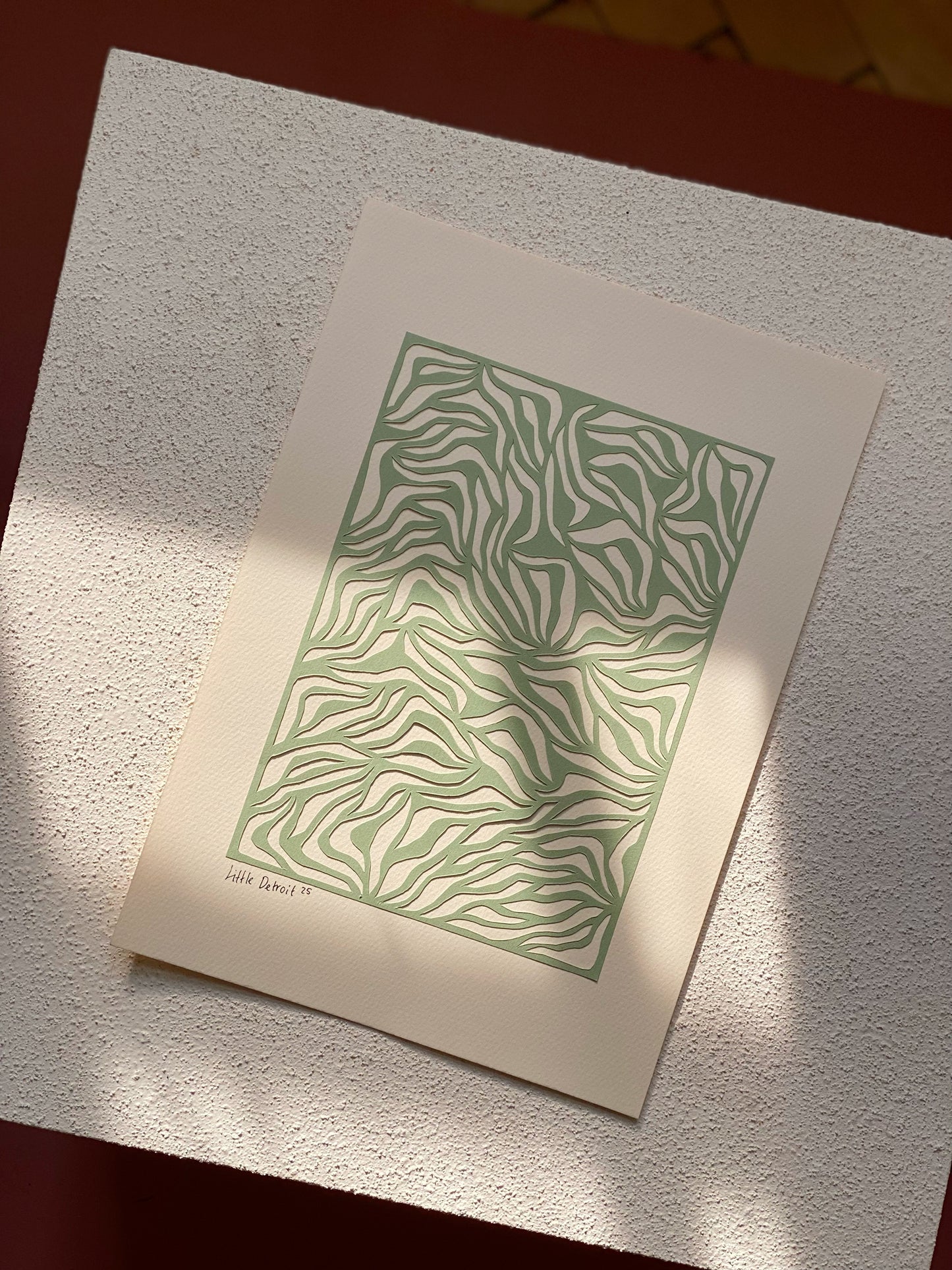 A4 papercut olivengrøn/varm creme