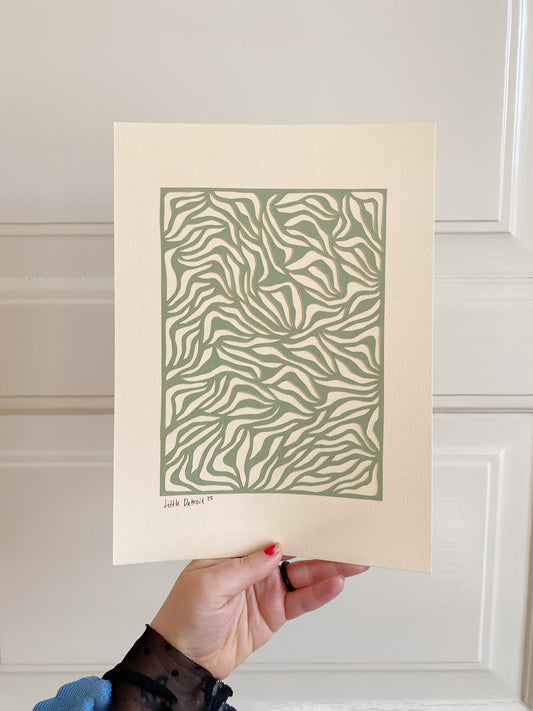 A4 papercut olivengrøn/varm creme