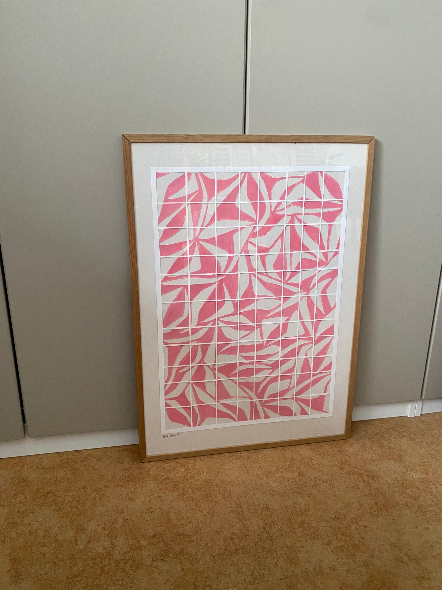 ‘Fragmentet Flow’ pink 50x70