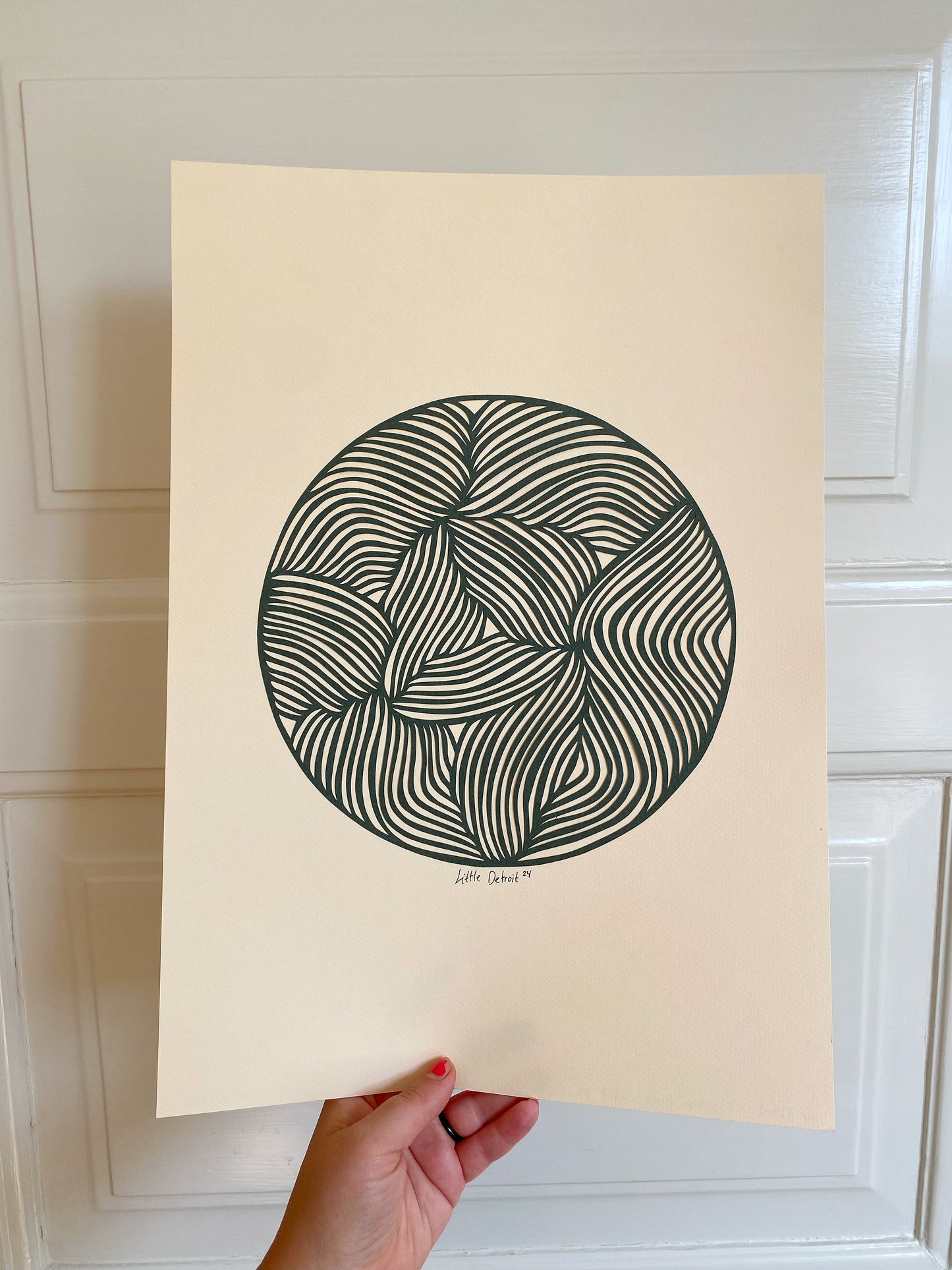 A3 papercut mørkegrøn/creme