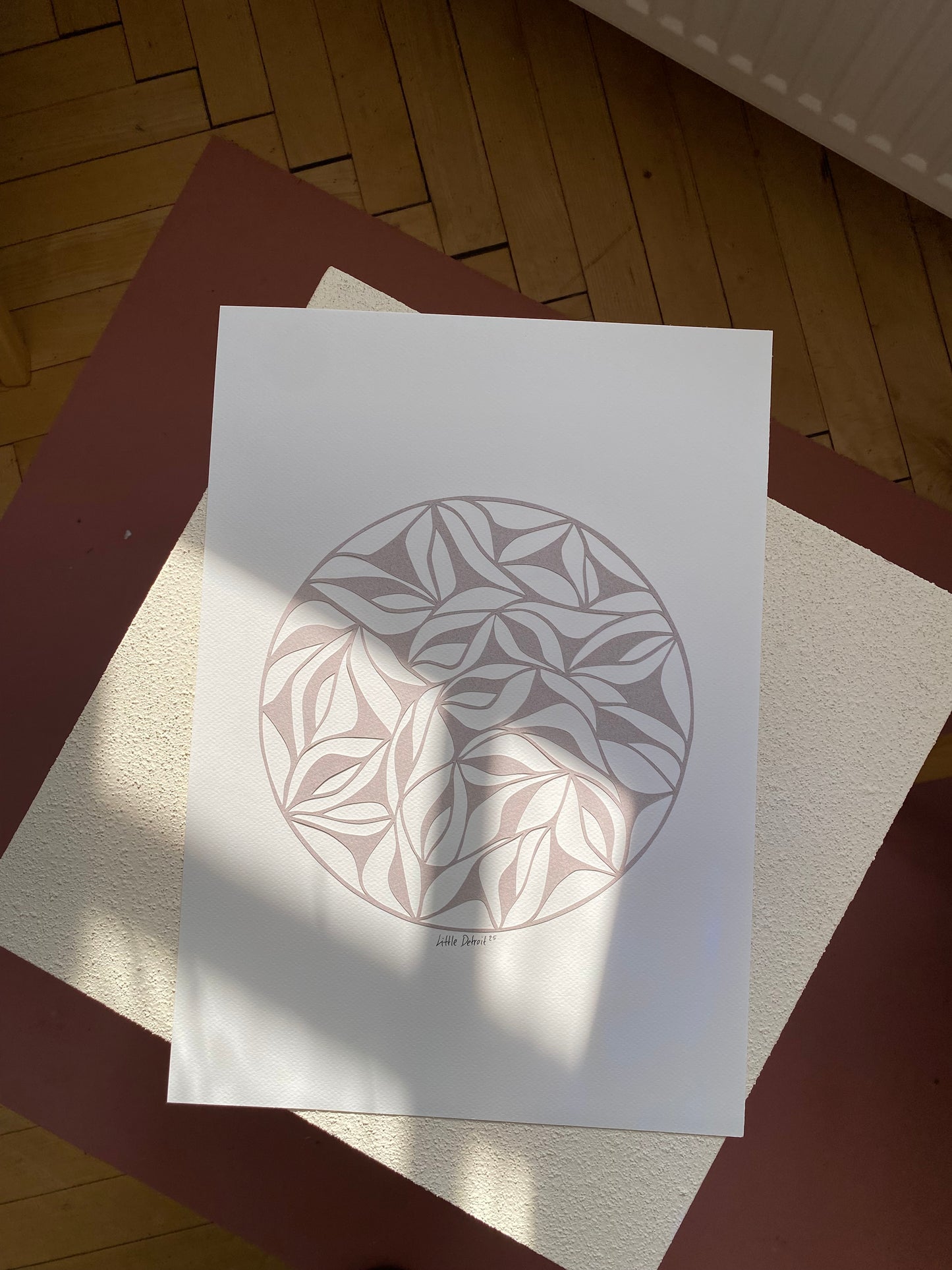 A3 papercut grå/creme