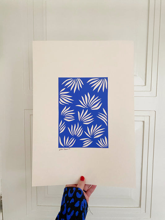 A3 papercut kongeblå/creme
