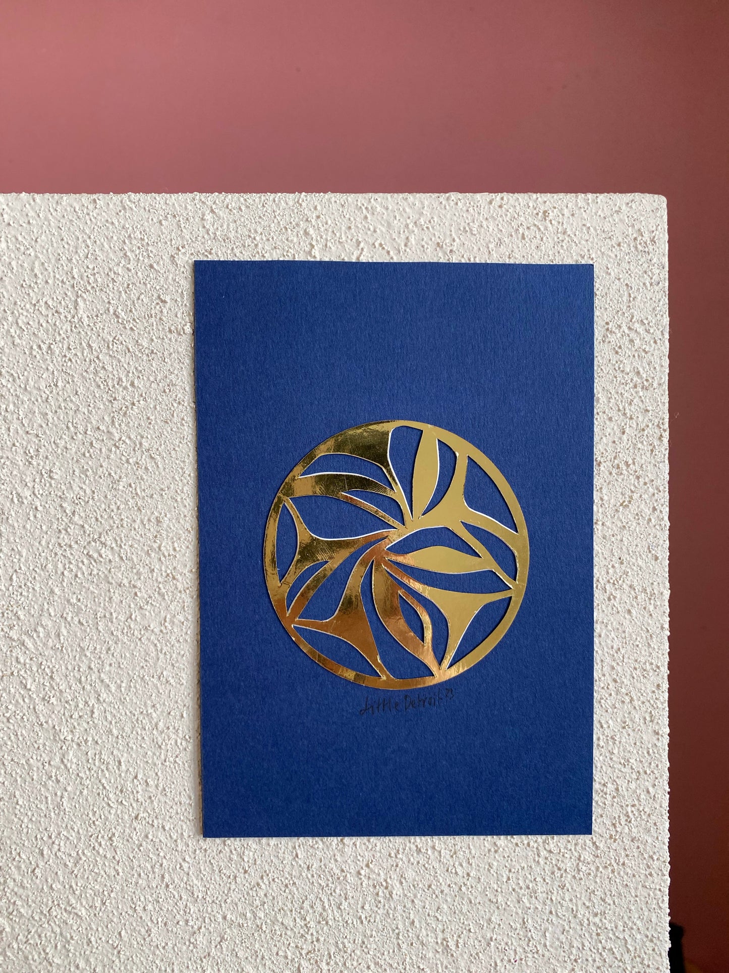 A6 Christmas card gold/dark blue