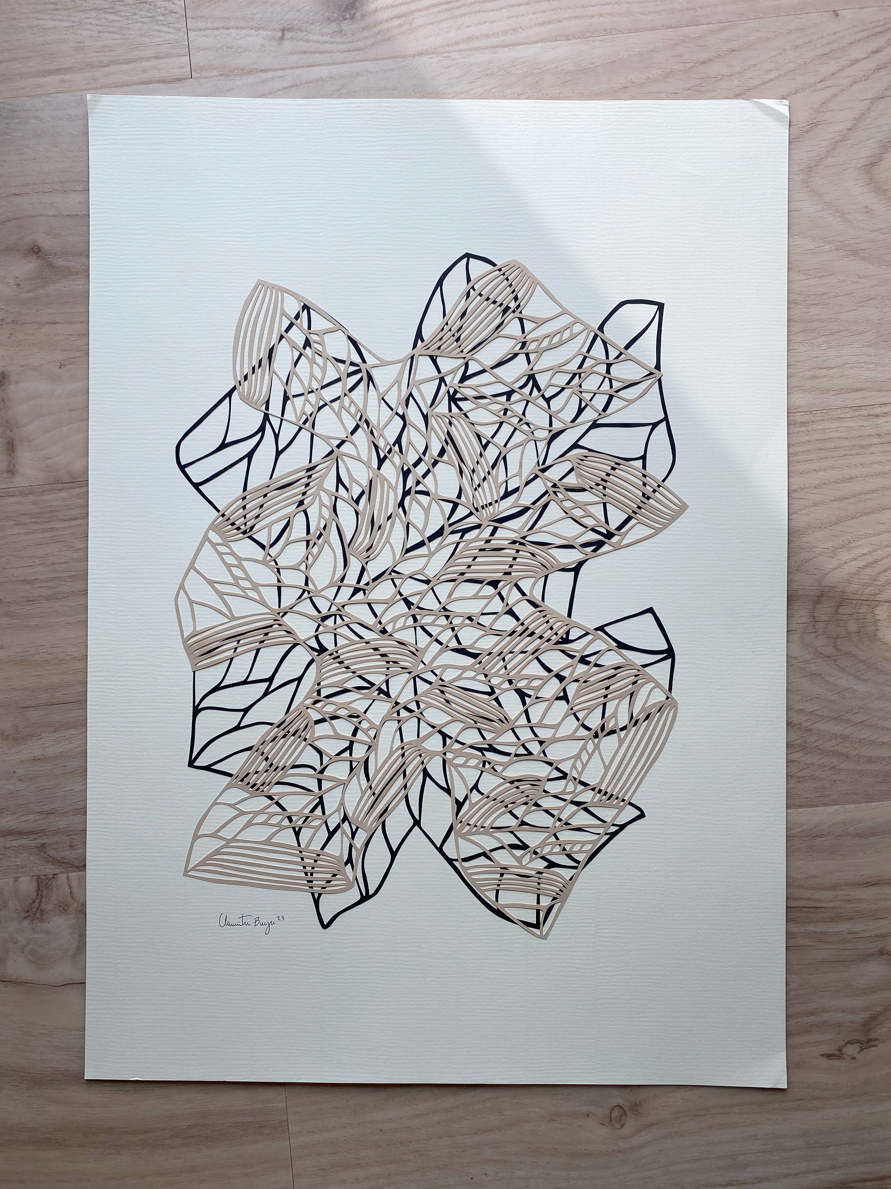 50x70 papercut beige/sort/creme | 2. Sortering