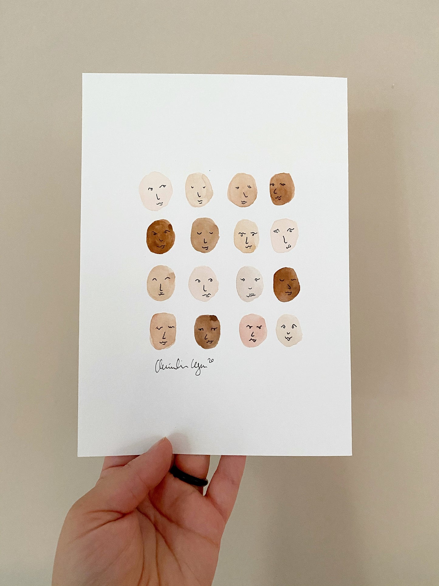 A5 watercolor 'we are all the same'