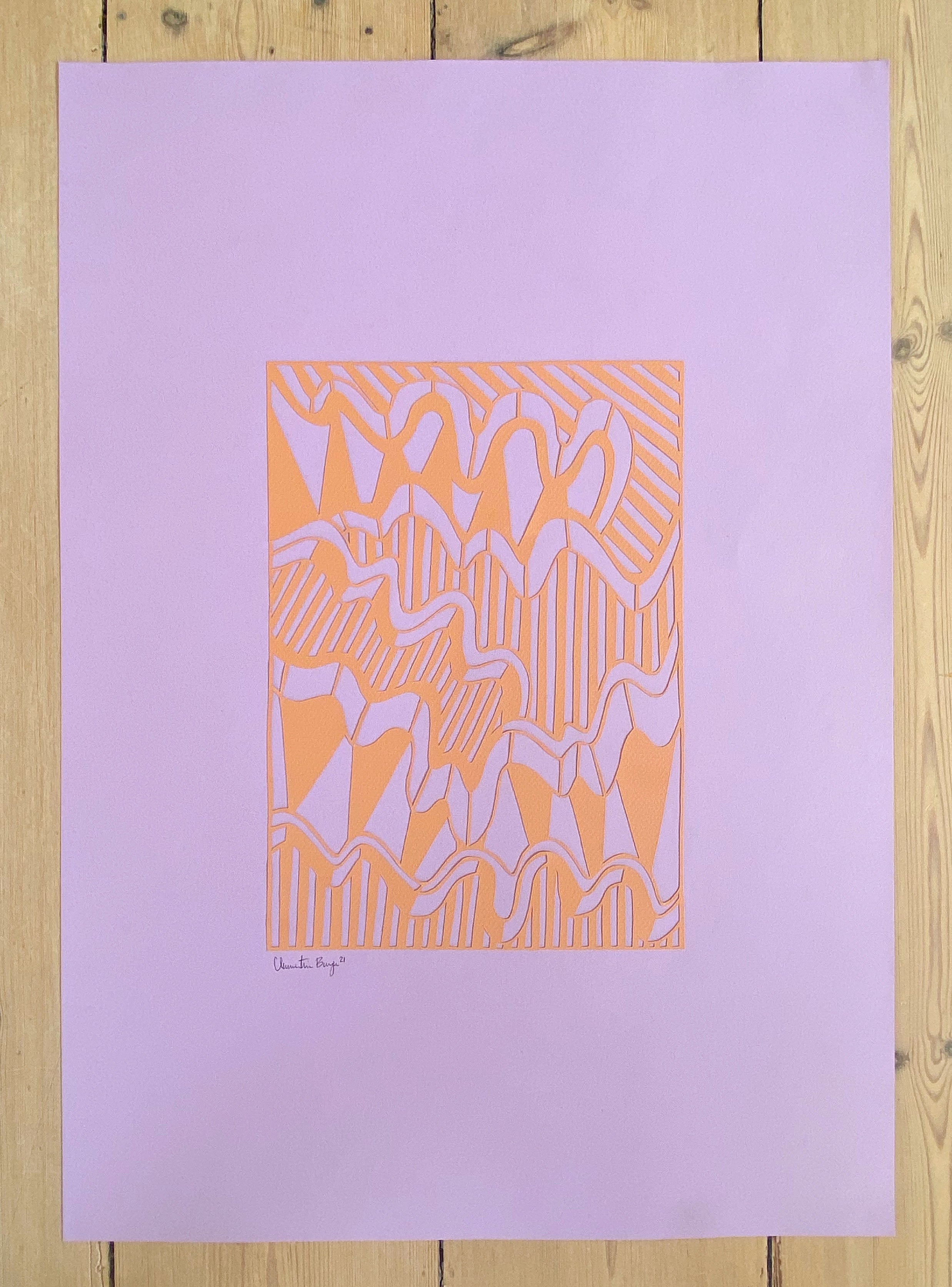 A2 papercut støvet orange/lilla