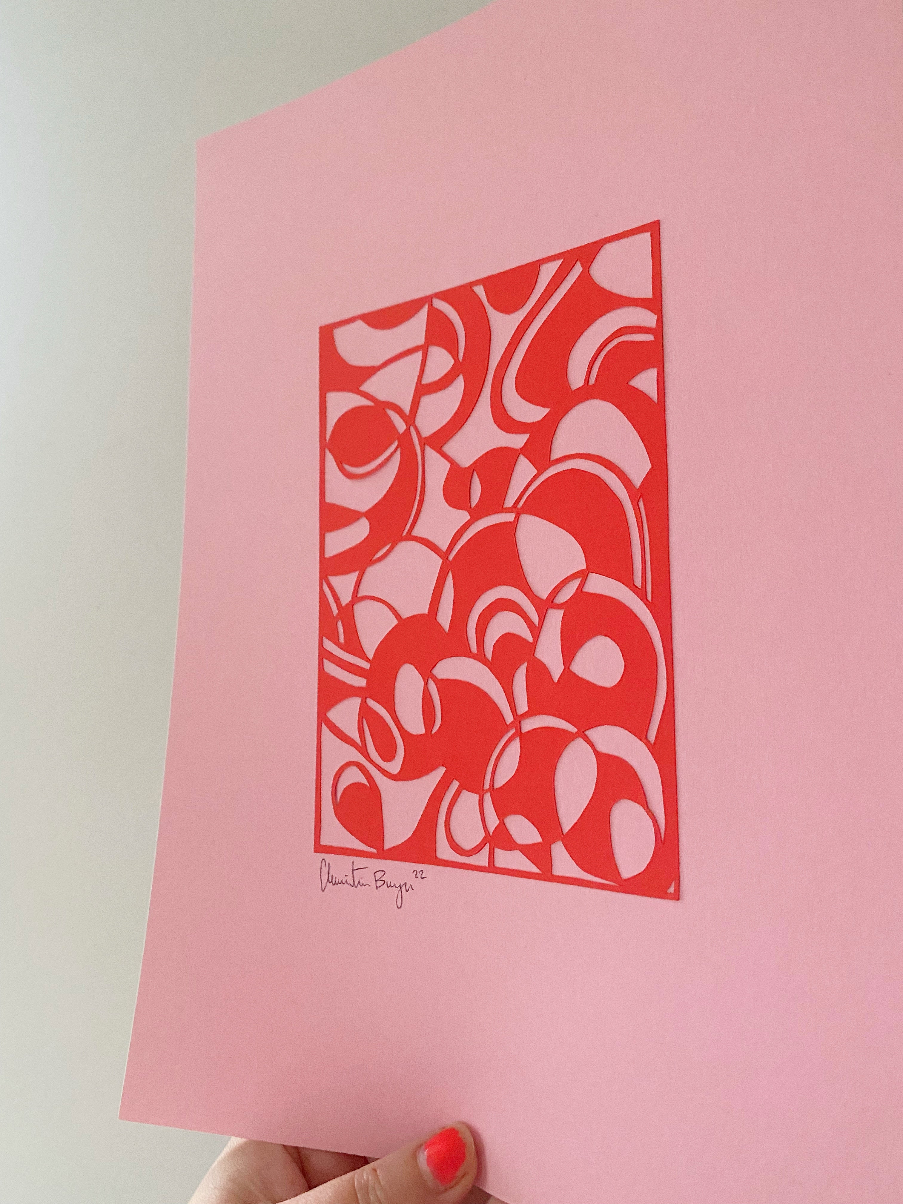 A4 papercut rød/lyserød