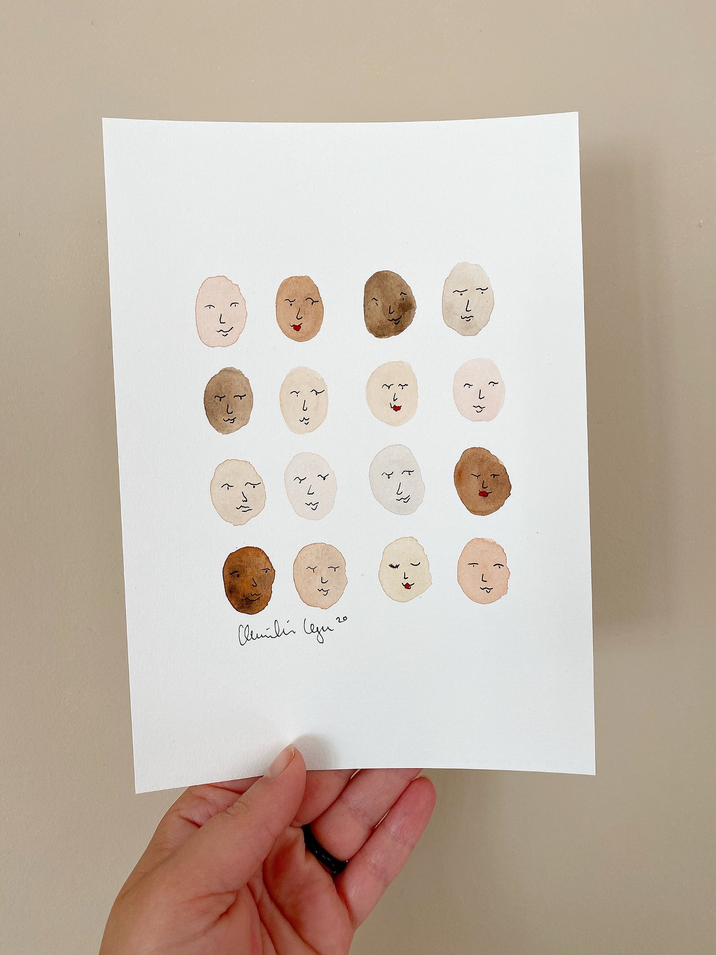 A5 watercolor 'we are all the same'