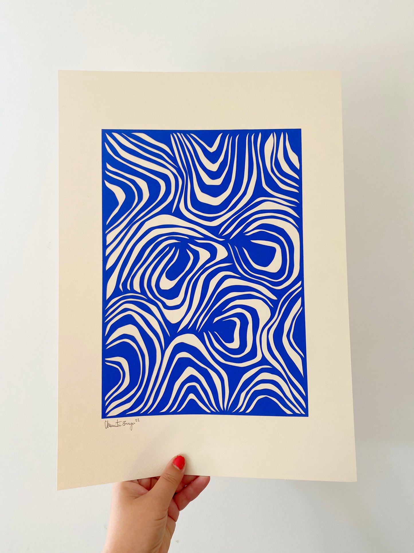 A3 papercut royal blue/cream