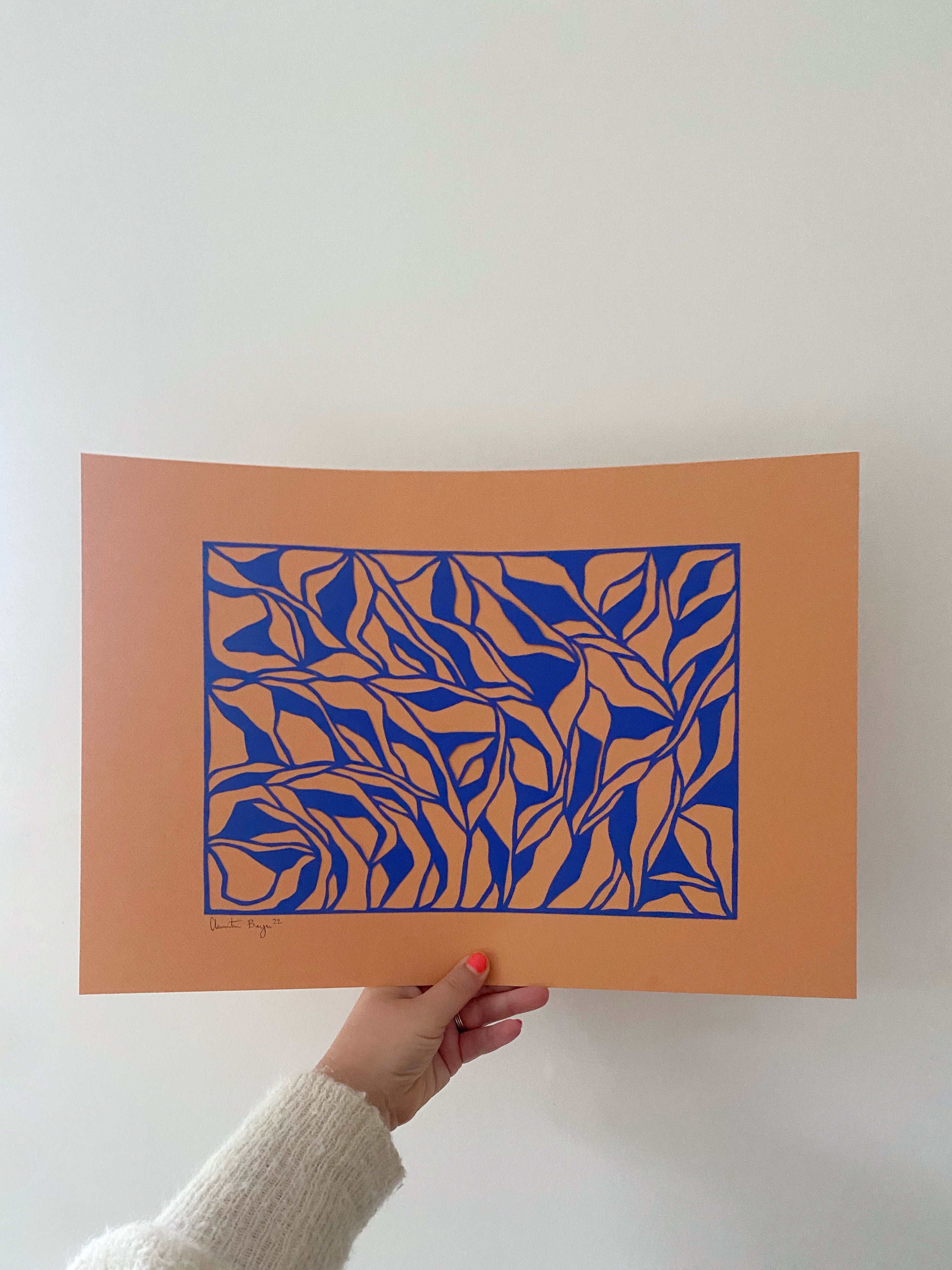 A3 papercut orange/kongeblå