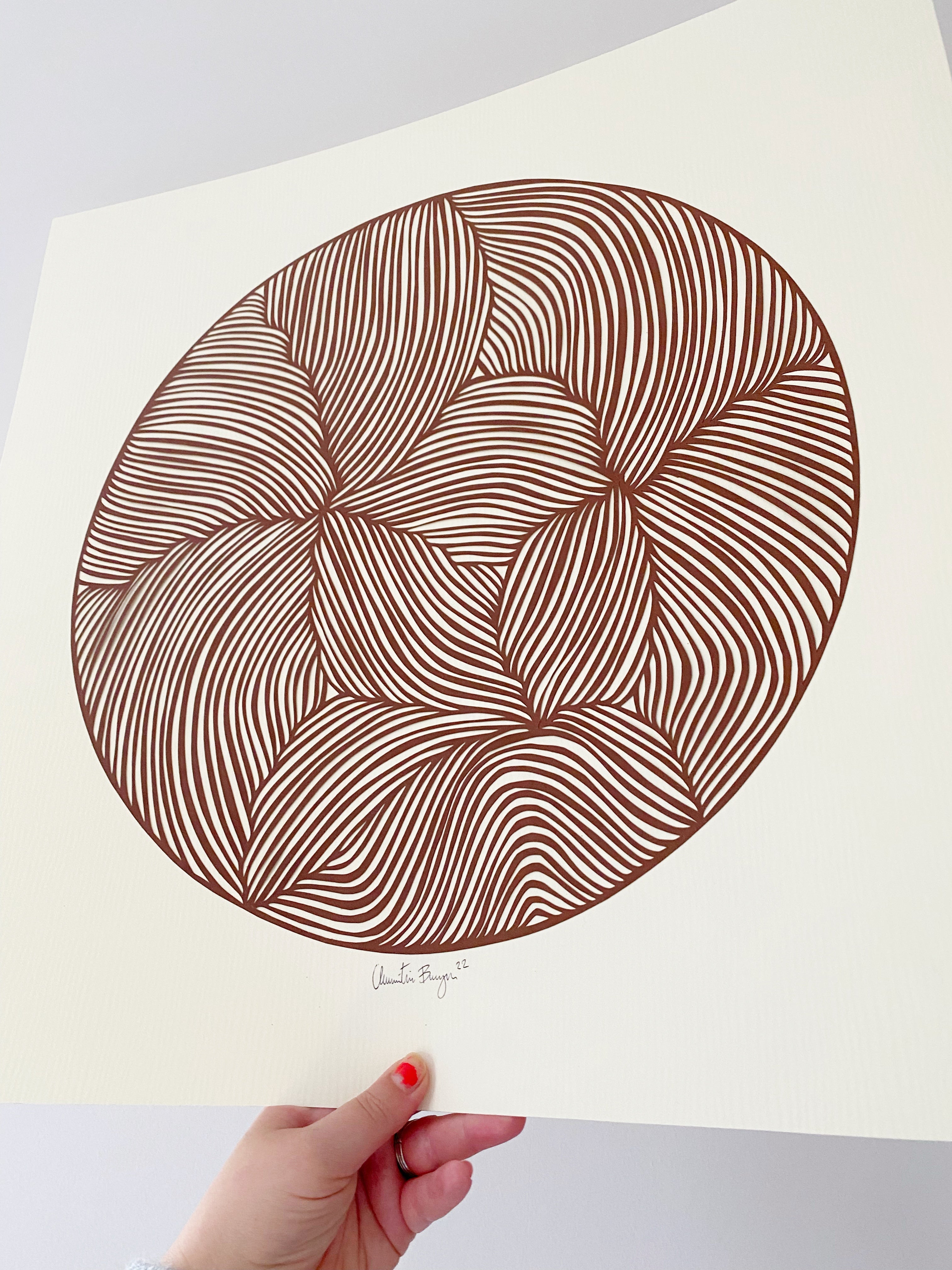 50x50 papercut brun/creme
