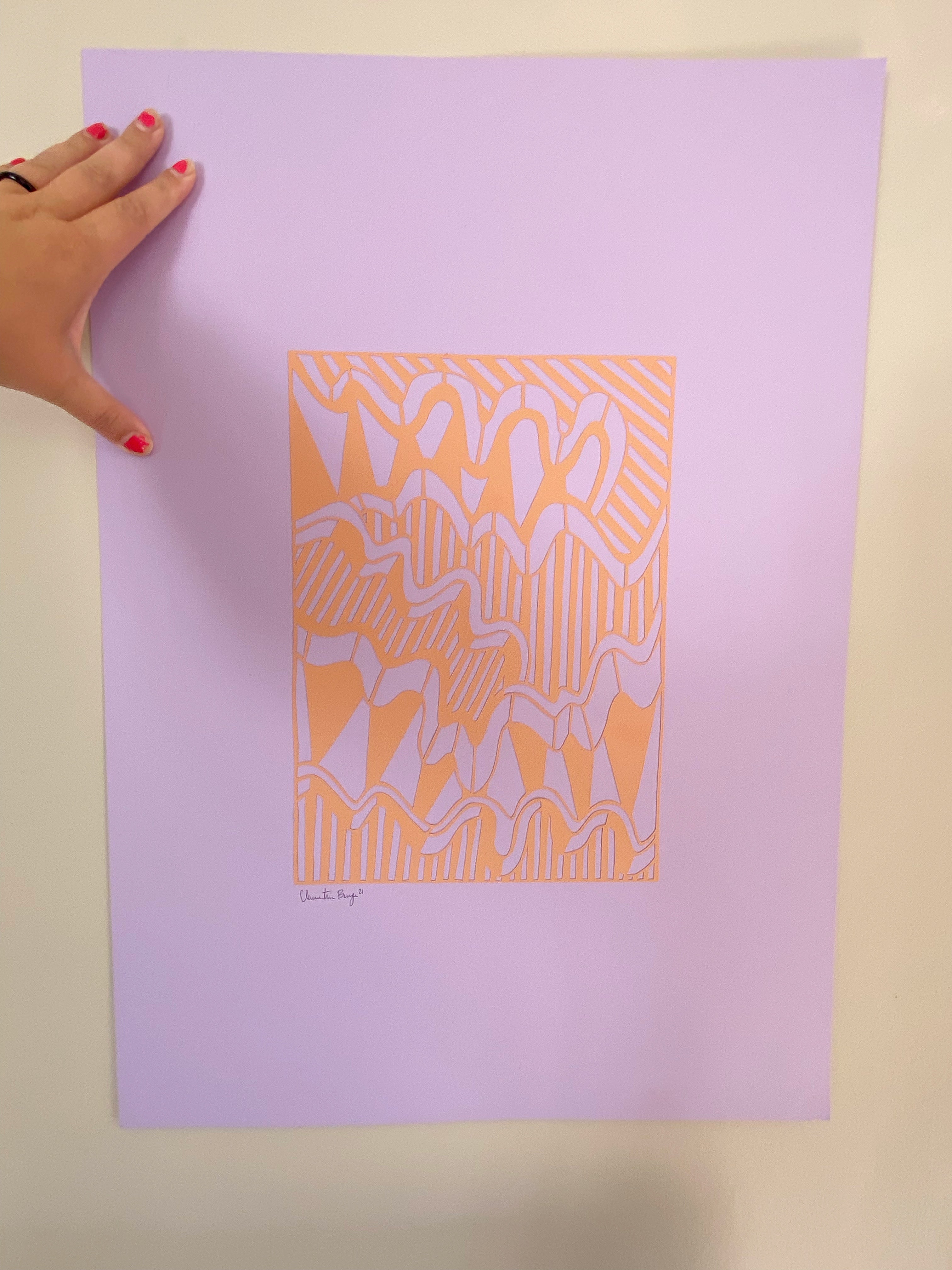 A2 papercut støvet orange/lilla