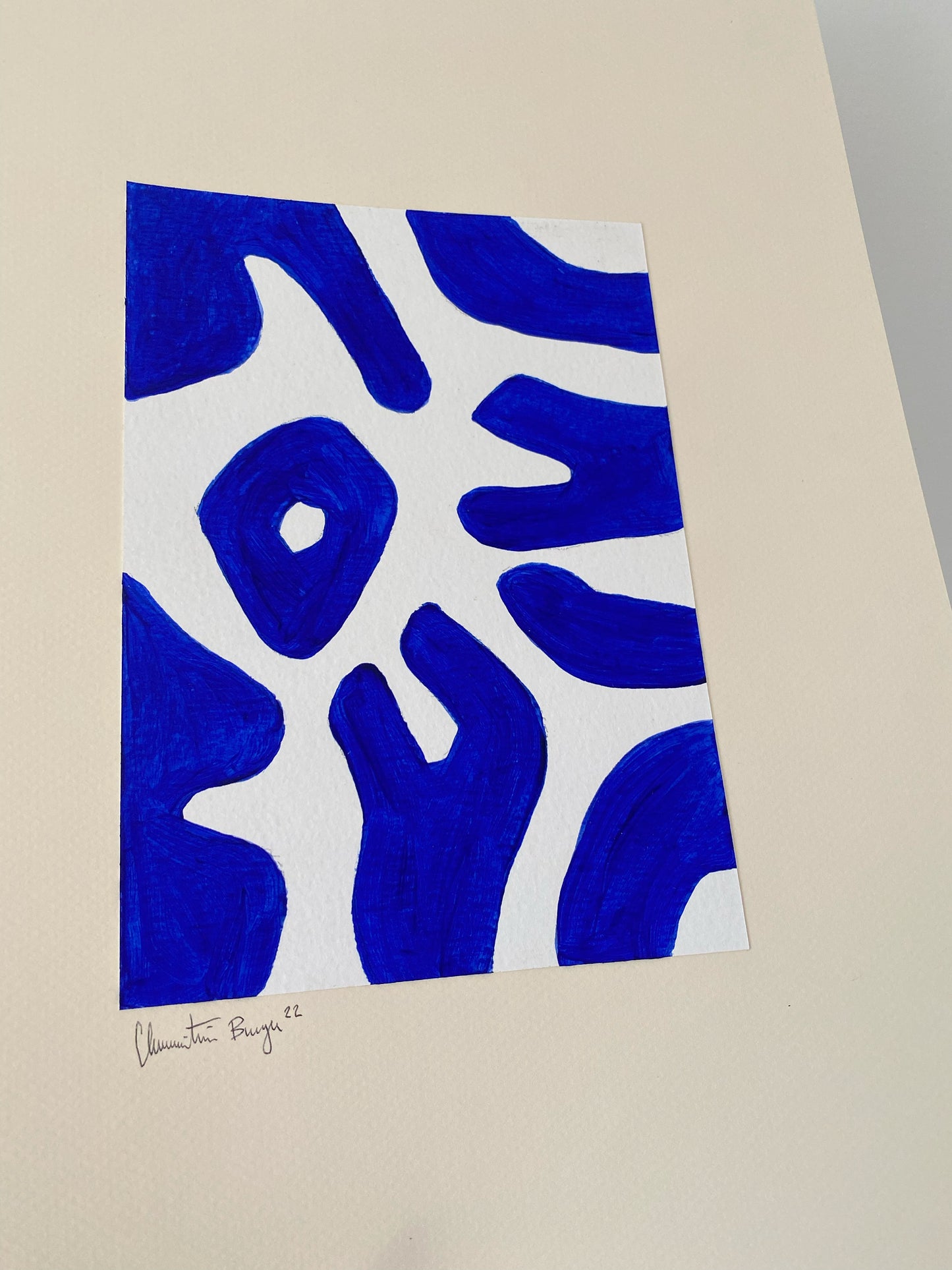 A3 acrylic picture royal blue/cream