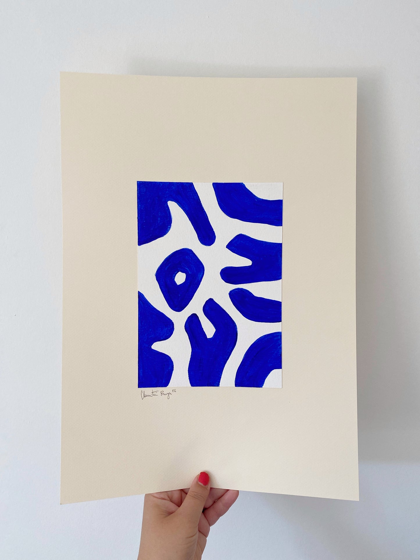 A3 acrylic picture royal blue/cream