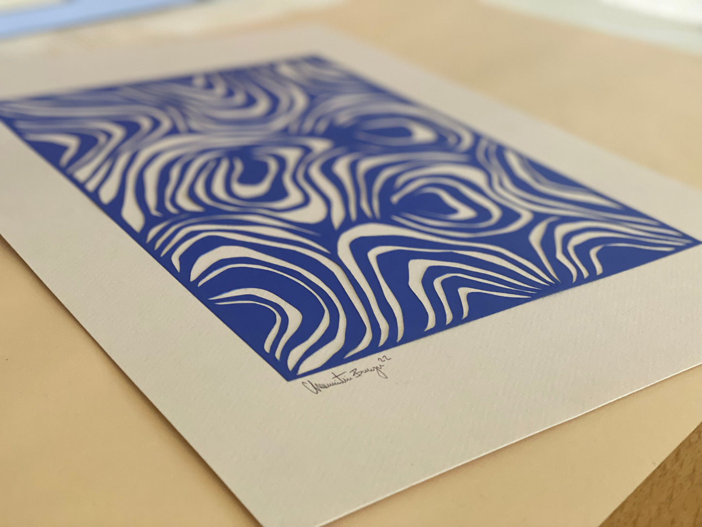 A3 papercut royal blue/cream