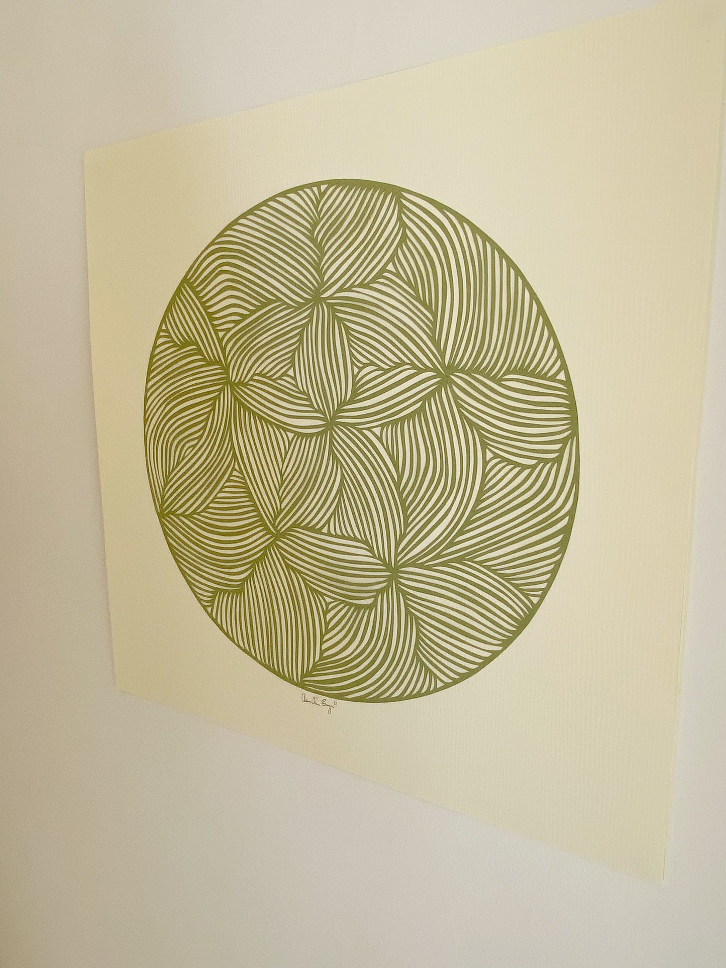 Order 50x50 papercut olive green/cream